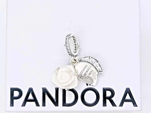 Pandora Charm Doble Rosa Blanca Floreciendo Original S925ale
