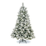 Árvore Natal Luxo Pinheiro Neve Pinha 1.20m 214 Galhos Aw212 Cor Branco Nevada