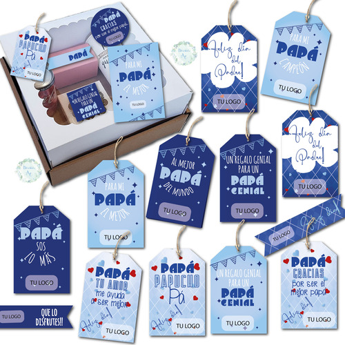 Kit Imprimible Día De Padre Con Logo Tags-circulos-tarjetas 