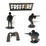 Kit Decoração Free Fire Completa Festa Gamer 5 Peças Mdf 