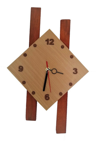 Reloj De Pared En Madera Decorativo Artesanal