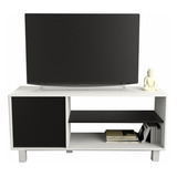 Mesa Rack Tv Moderna Con Puerta Y Estantes Everest Negro