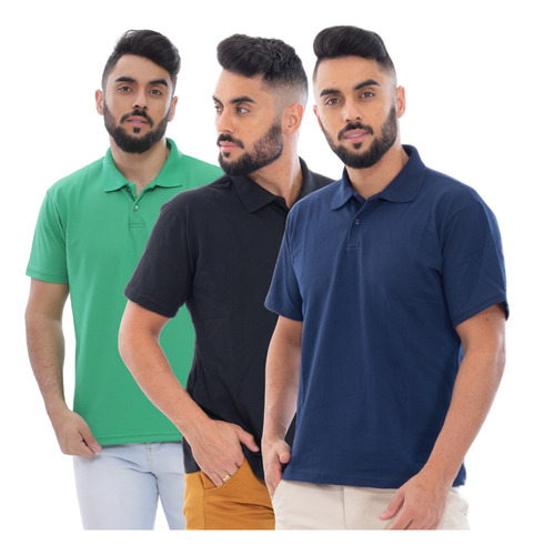 Kit 3 Camisa Gola Polo Masculina Camiseta Atacado Uniforme