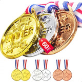 60pzs Medallas Deportivas De Oro/plata/bronce Con Lanyard