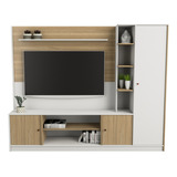 Rack Modular Centro + Panel Led Tv Con Soporte Melamina