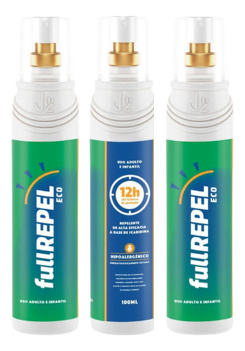 3 Repelentes De Mosquitos Fullrepel Com Icaridina Antidengue