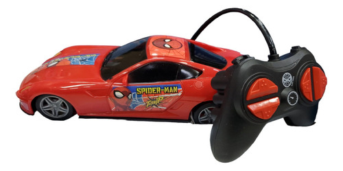 Spiderman Auto Radio Control Remoto Con Luz 19cm Escala 1:24 Color Rojo