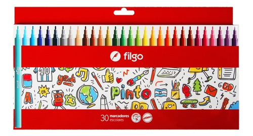 Marcadores Fibras Filgo X 30 Colores Lavables No Toxicos