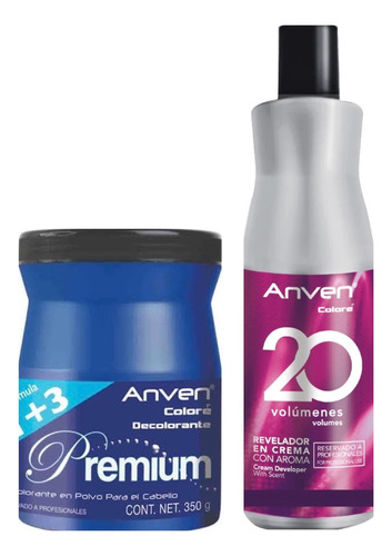 Anven Premium Polvo Decolorane Azul 350g + Peróxido 1 L