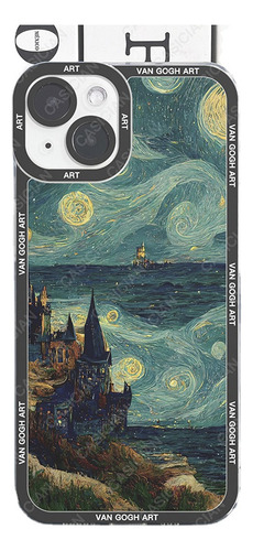 Funda Estética Van Gogh Night Art Para iPhone 15, 14, 13, 12
