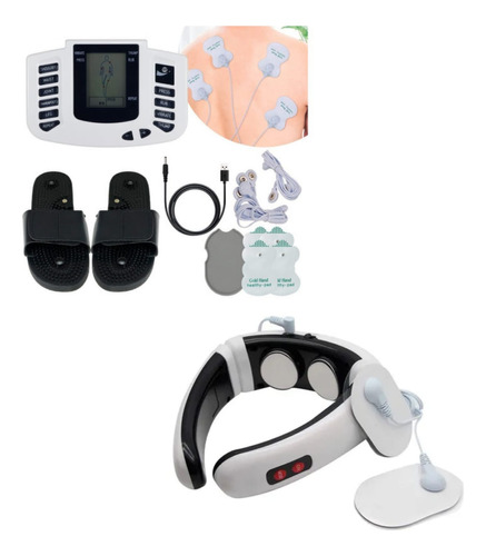 Kit Electroestimulador Pies Chanclas Cuello 6 Parches