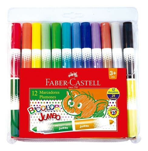 Plumones Faber Castell Bicolor Jumbo X 12 Uds