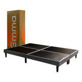 Base Cama Box Emma Fabric Madera Con Tapiz Gris Individual