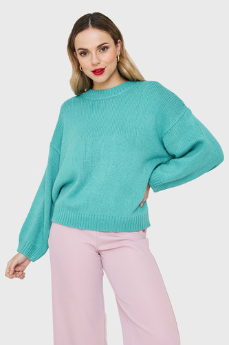 Sweater Básico Holgado Turquesa Nicopoly