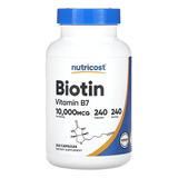 Biotina (vitamina B7) 10.000mcg 240 Cápsulas - Nutricost