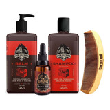 Kit Barba Negra - Balm Shampoo Óleo Pente Curvo Don Alcides