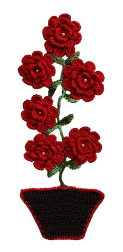 Ima De Geladeira Rosa Vermelha Crochê Artesanal Decoração 