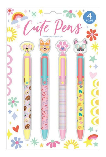 Set De Plumas Kawaii Perritos | Ek Pen Set 4/pkg Doggy