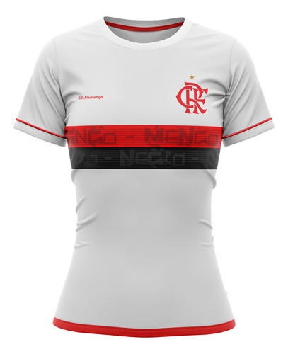 Camiseta Braziline Approval Flamengo Feminino -  Branco E Ve