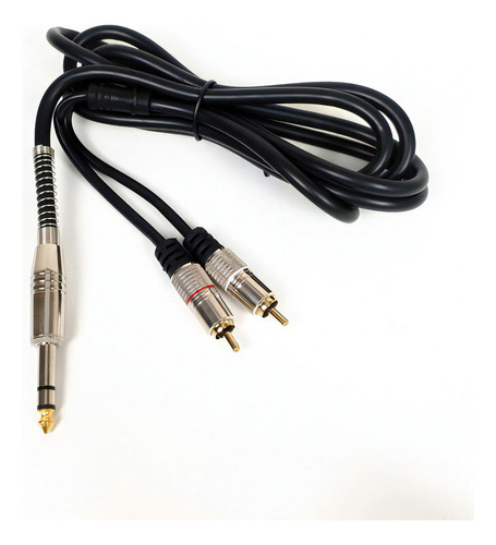 Cabo Áudio Plug 2 Rca + P10 Estéreo Profissional Gold 24k