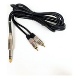 Cabo Áudio Plug 2 Rca + P10 Estéreo Profissional Gold 24k