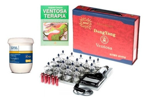 Kit Ventosa Acupuntura C/19 Copos + Creme E Livro Grátis