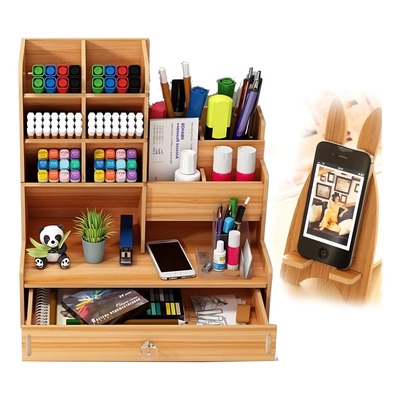 Organizador De Escritorio Madera Oficina Con Cajonera | MercadoLibre