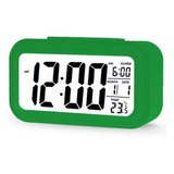 Reloj Despertador Digital Luz Lcd Temperatura Fecha 10197 D
