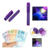 Kit 5 Canetas Identifica Dinheiro Cédulas Falsa Luz Negra Uv Cor Preto/roxo