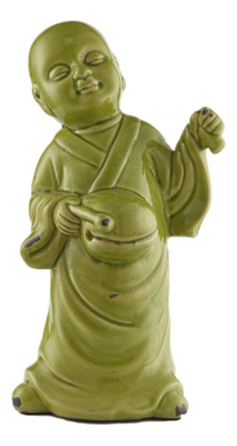 Figura Decorativa Buda Verde De Ceramica 15 X 33 Cm