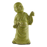 Figura Decorativa Buda Verde De Ceramica 15 X 33 Cm