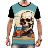 Camiseta Camisa Tshirt Estampa Caveira Na Praia Cerveja Hd 1