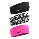 Kit Com 3 Testeira Headband Faixa De Cabeça Hupi Run Rosa Cor Preto-rosa