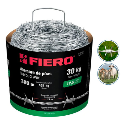 Alambre De Púas, Calibre 12.5, Rollo De 30 Kg. Fiero 44885 | Envío gratis