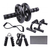 Kit Rodillo Rueda Abdominal Barras Push-up Cuerda Ejercitado