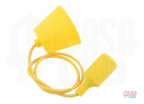 10 Lampara Colgante Socket E27 Cable Textil Silicon Amarilla