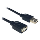 Cable Extensor Usb 2.0 Macho Hembra, Extensión Usb De 2 M, Doble. Color: Negro