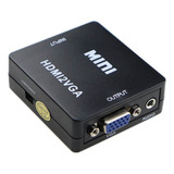 Adapt. Mini Conversor Hdmi P/ Vga C/ Áudio P2 1080p Preto