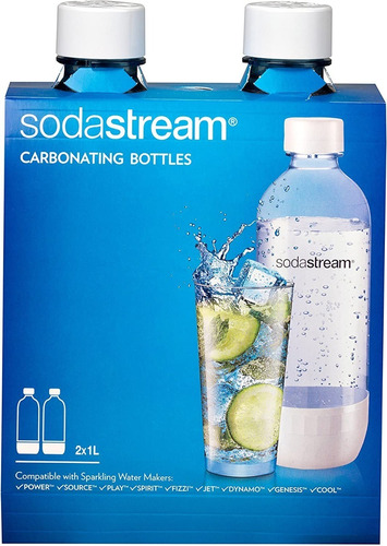 Sodastream 1l Carbonating Bottles- White (twin Pack)