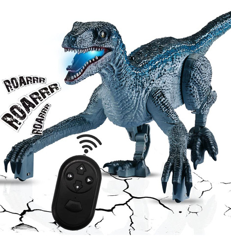 Dinosaurio A Control Remoto Realista Camina Luces Y Sonidos