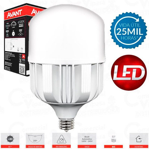 Lâmpada De Led Luz Branca Grande 100w E40 6500k P/iluminação
