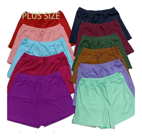 Kit 5 Short Feminino Bengaline Moda Praia P Ao G3 Atacado