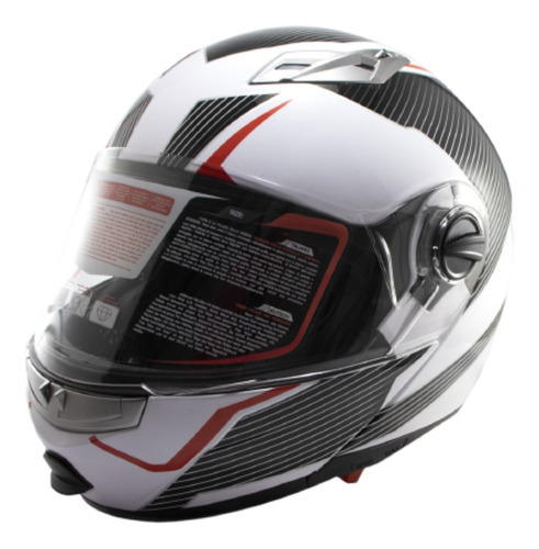 Casco Motociclista Abatible Grande Doble Visor Blanco/negro Diseño N/a