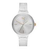 Reloj Puma Mujer Silicona Transparente Con Dorado P1016