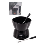 Conjunto Fondue Porcelana 04 Peças 400ml Preto