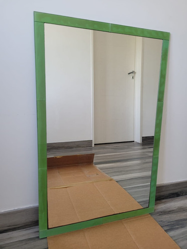 Espejo Marco De Vidrio Estampado 85x55 Verde