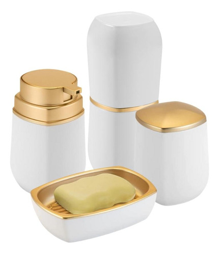 Kit Organizador Pia De Banheiro Luxo Dourado 4 Peças Arthi