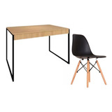 Conjunto Home Office Completo Mesa 90x60 E Cadeira Preto