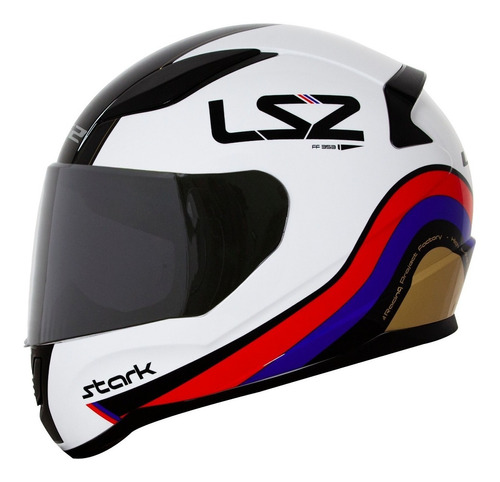 Capacete Ls2 Ff353 Rapid Stark Branco Vermelho Azul Dourado