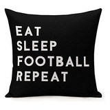 Fundas De Almohada De Fútbol Come, Duerme, Repite Fund...